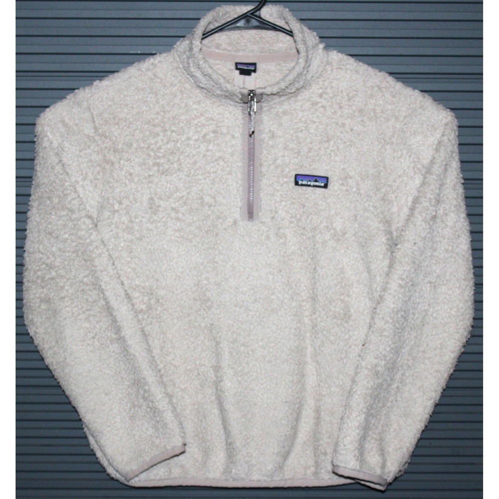 Patagonia Fleece Women M Beige Los Gatos Quarter Zip Pullover Sherpa‎ High Pile